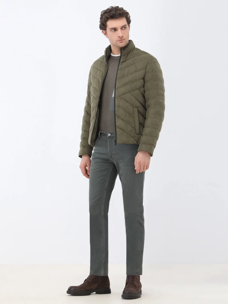 كيب Khaki Slim Fit Denim Cotton Blend Trousers