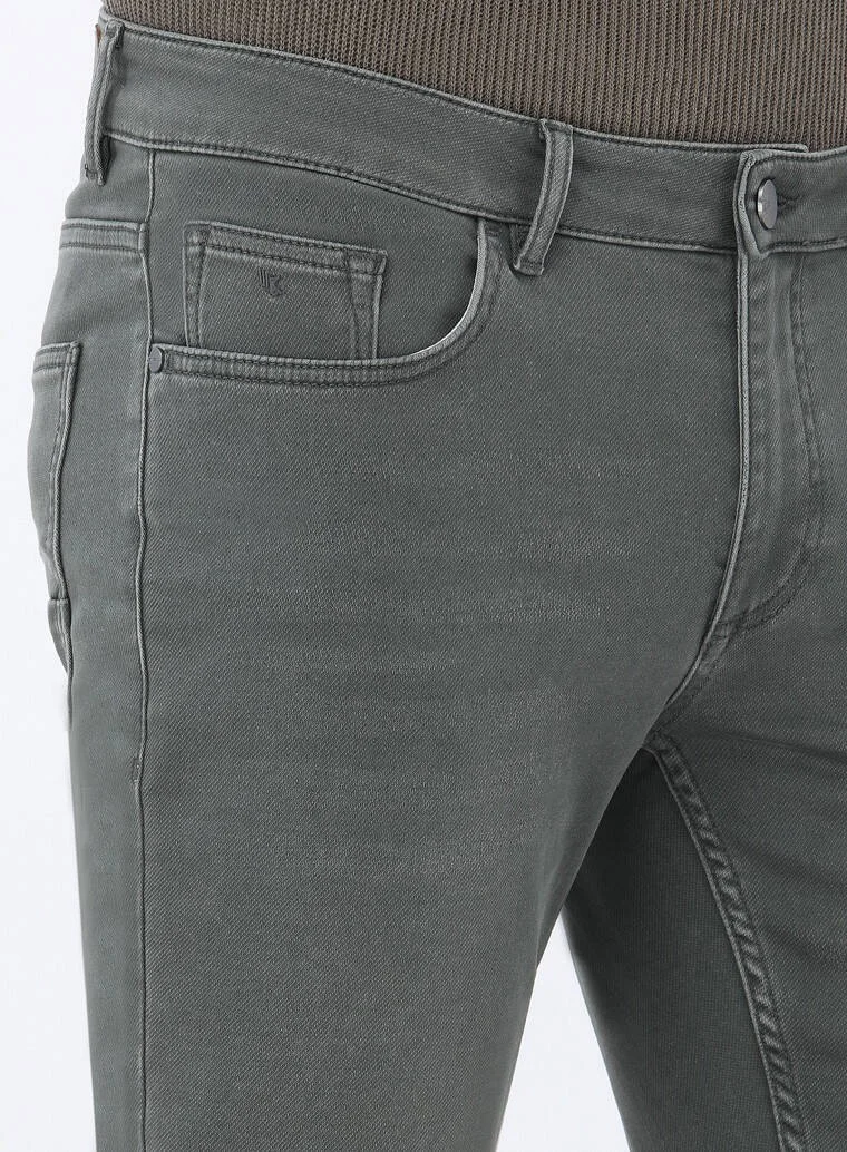 كيب Khaki Slim Fit Denim Cotton Blend Trousers