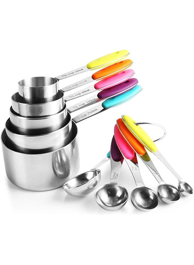 MeeTop Piece Measuring Cups and Spoons Set in Stainless Steel Cooking & Baking - Image 1