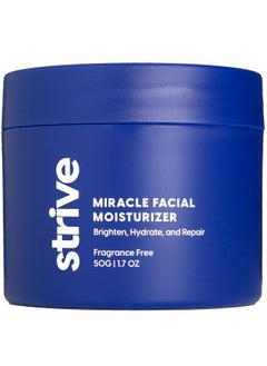 Strive Strive Miracle Facial Moisturizer for Men, Clinical Strength Brightening Mens Skin Care with 4% Niacinamide+, Hyaluronic Acid & Ceramides, Anti-aging, Hydrating, All Skin Types, Fragrance Free - 50g  - Image 1