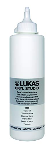 Lukas CRYL Studio Artist Acrylic Paint Titanium White 500 ml Bottle High Pigment Acrylic Paints for Canvas Painting Large Scale Works MediumViscosity WaterMixable Fast Drying - Image 1