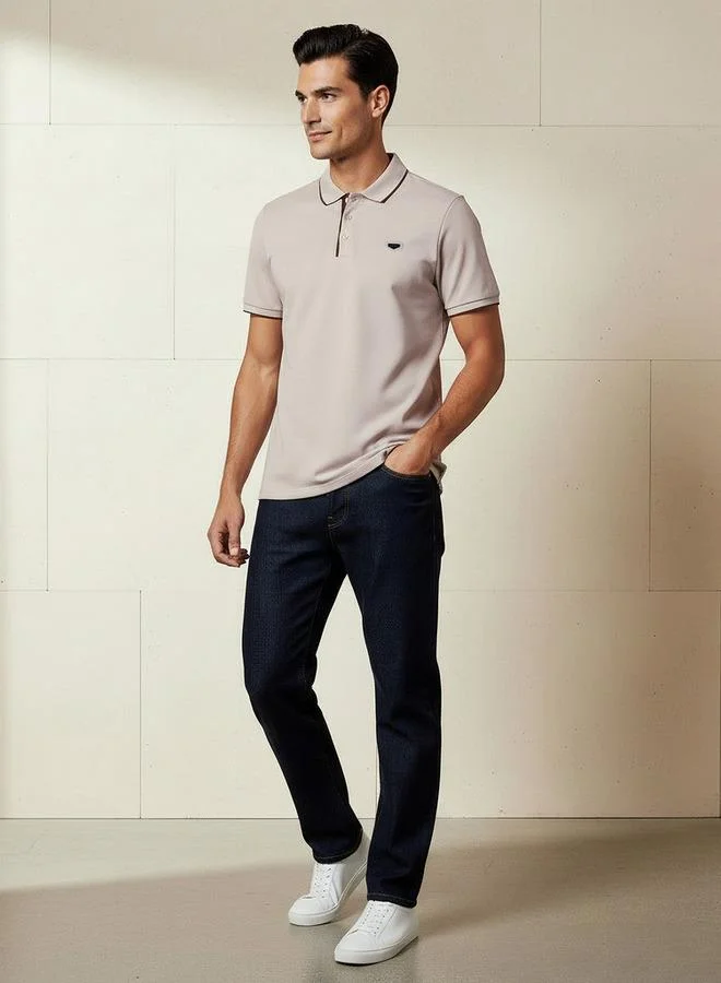 ايكونيك Iconic Men Short Sleeve Badge Accent Polo T shirt