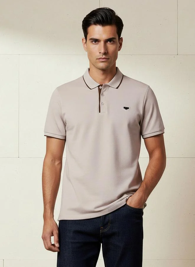 ايكونيك Iconic Men Short Sleeve Badge Accent Polo T shirt