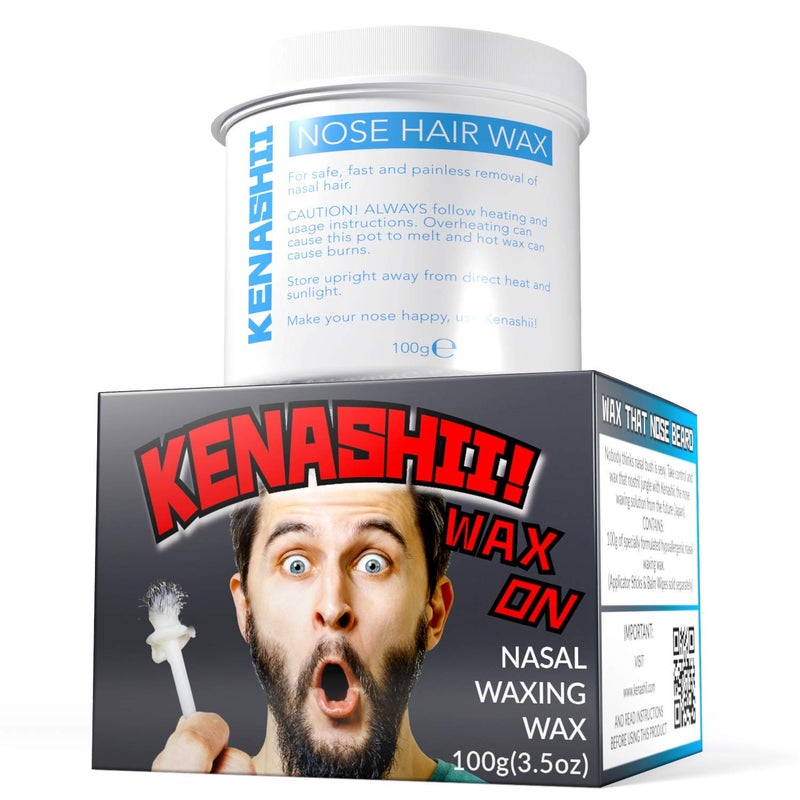 KENASHII شمع إزالة شعر الأنف من كيناشي، 100 جرام / 3.5 أونصة من الشمع غير المسبب للحساسية لإزالة شعر الأنف، مصمم خصيصًا لعدم التصلب أو الانكسار في أنفك، المناديل وأدوات التطبيق تباع بشكل منفصل - Image 1