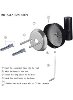 HOOKOR 4 Pcs Wall Towel Hooks Coat Hook Bathroom Matte Black Robe Hook SUS 304 Stainless Steel Heavy Duty Door Hanger Towel Robe Clothes Cabinet Closet Sponges Hook for Bathroom Kitchen Pool (Black)  - Image 3