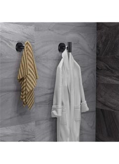 HOOKOR 4 Pcs Wall Towel Hooks Coat Hook Bathroom Matte Black Robe Hook SUS 304 Stainless Steel Heavy Duty Door Hanger Towel Robe Clothes Cabinet Closet Sponges Hook for Bathroom Kitchen Pool (Black)  - Image 5
