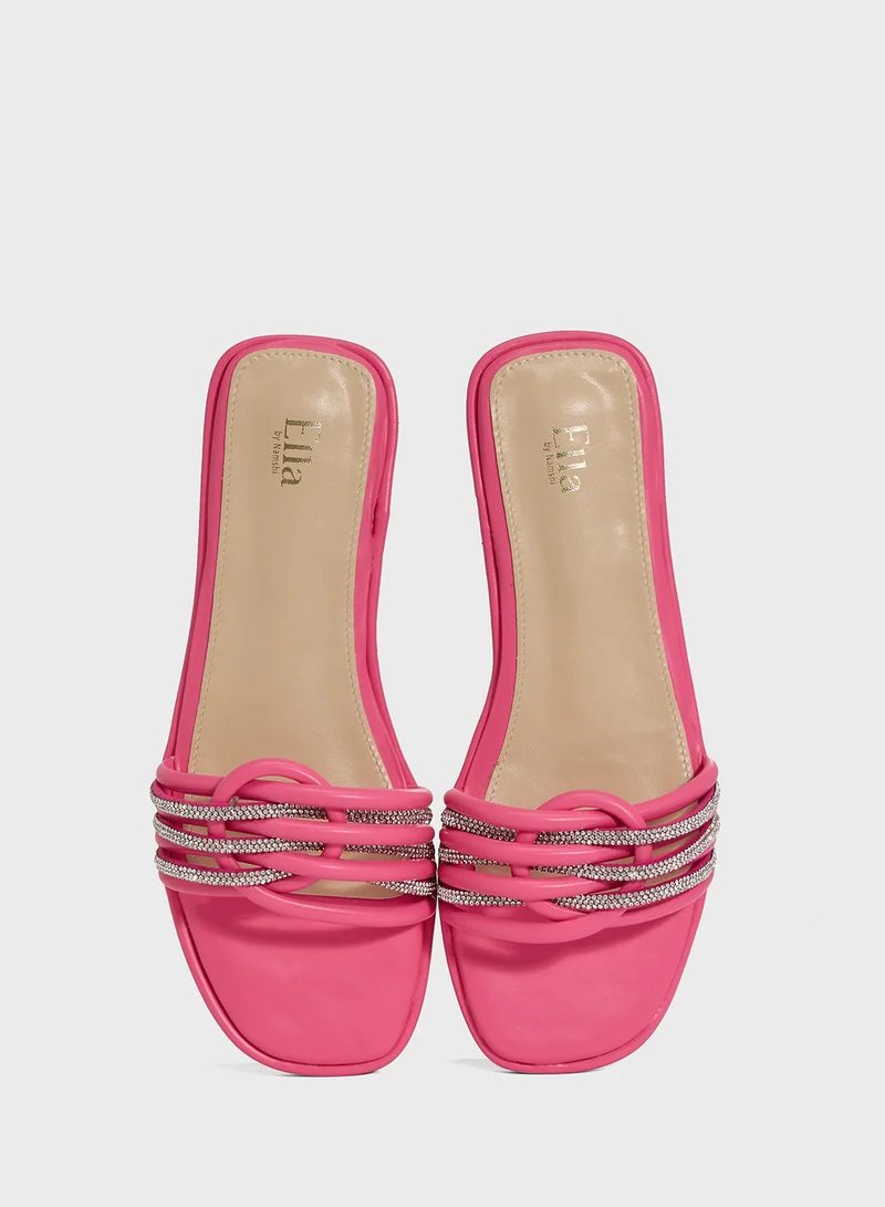 ELLA Woven Strap Flat Sandal