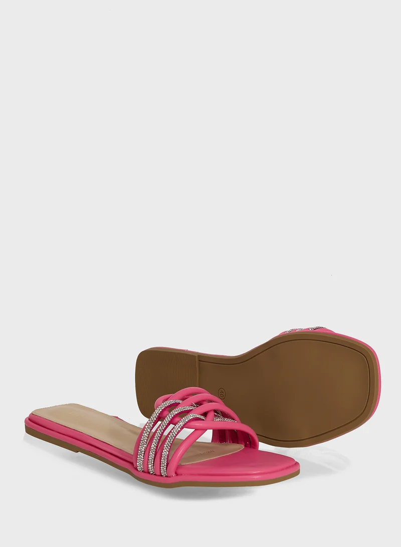 ELLA Woven Strap Flat Sandal