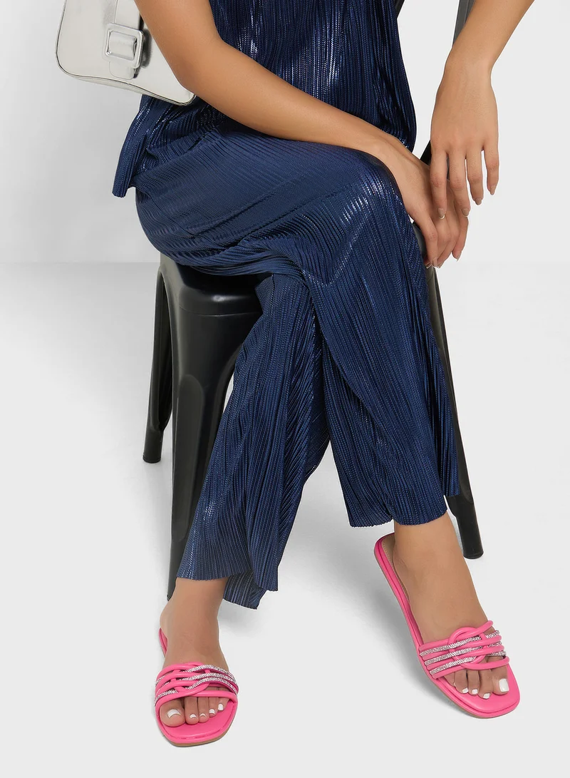 ELLA Woven Strap Flat Sandal