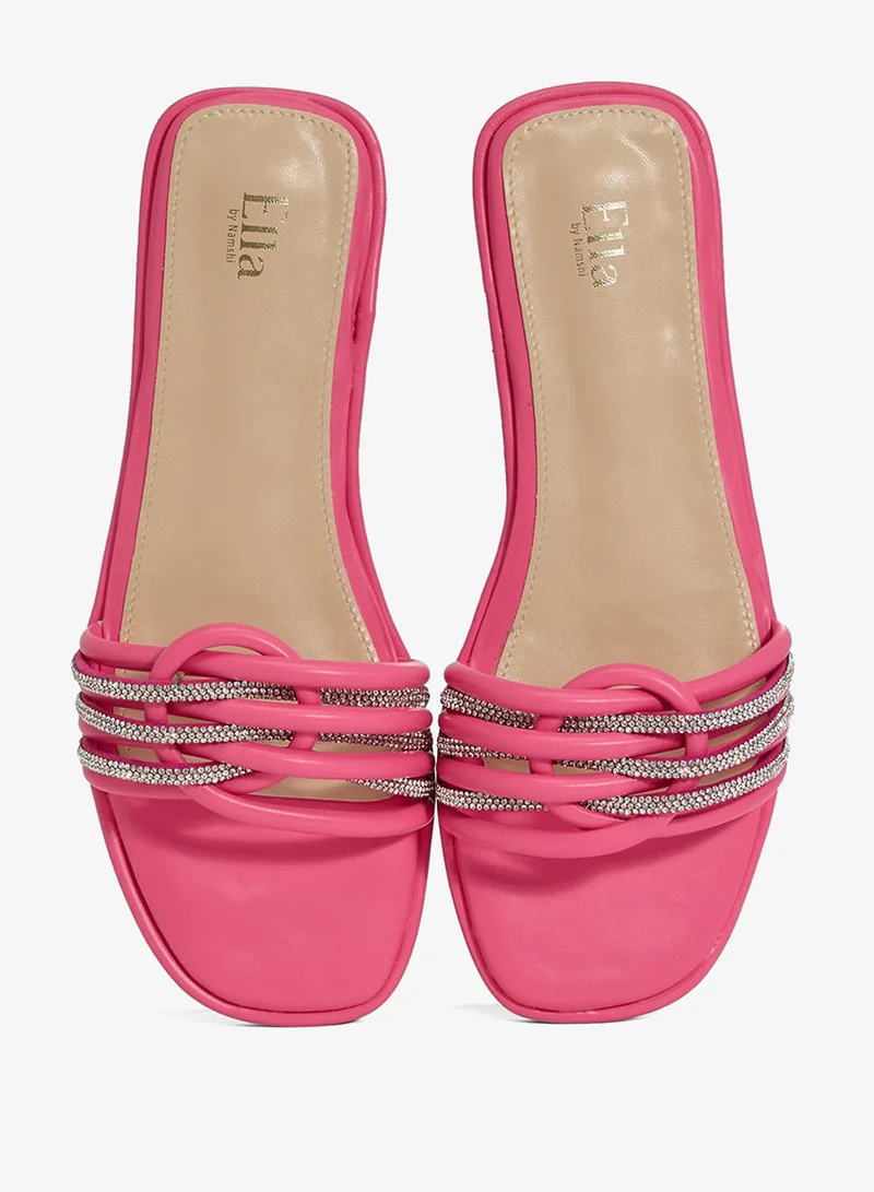 Ella Pink Woven Strap Flat Sandal for Women | Best Price UAE