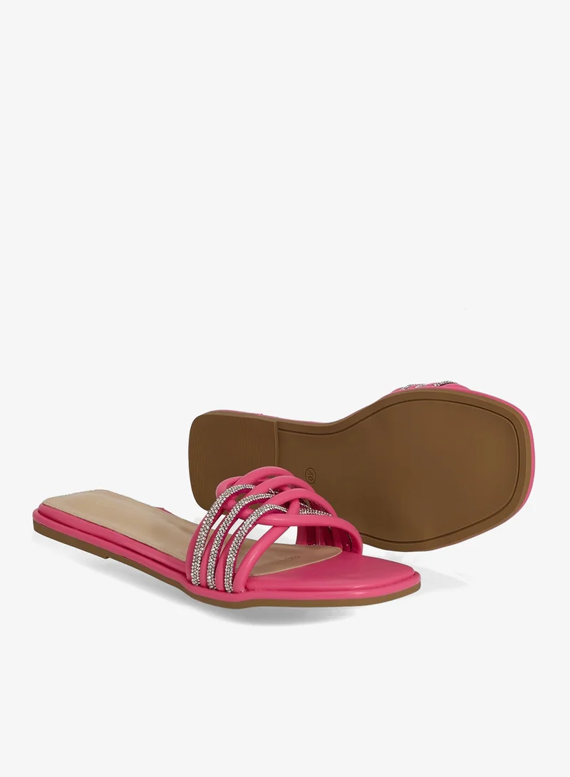 Ella Pink Woven Strap Flat Sandal for Women | Best Price UAE