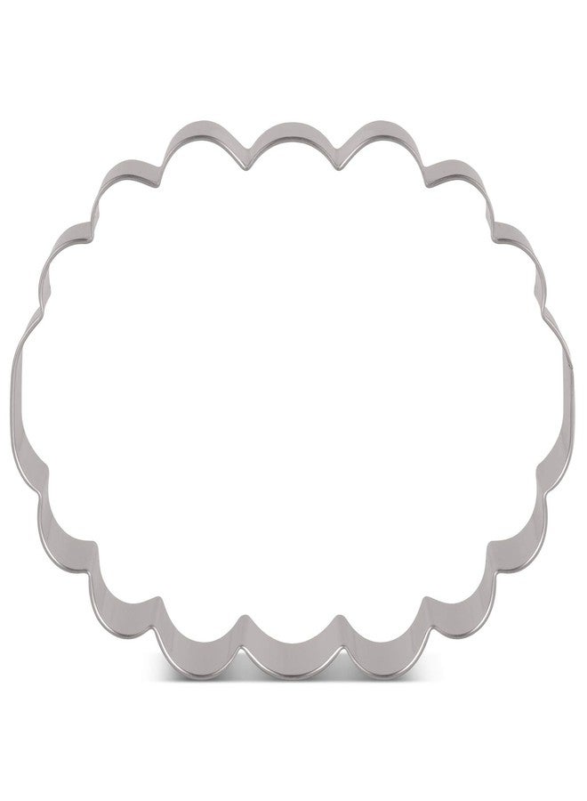 LILIAO Scalloped Edge Plaque Cookie Cutter Frame Sandwich Fondant Biscuit Cutter - 4.8 x 3.46 inch - Stainless Steel - Image 1