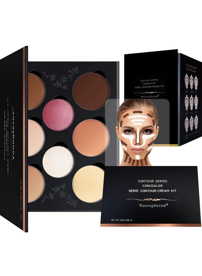 youngfocus Cosmetics Cream Contour Best 8 Colors Contouring Foundationhighlighting Makeup Kitconcealer Palettevegan Cruelty Free And Hypoallergenicinstruction Manual（Face Blushes） - Image 1