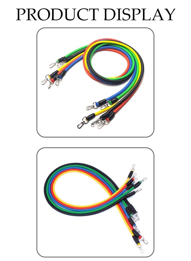 DUNISO 15 قطعة من أحزمة المقاومة، أنابيب مقاومة بوزن 100 رطل لمجموعة التمارين، أحزمة مساعدة للسحب مع مثبت باب، قوية وغير قابلة للكسر بسهولة، مناسبة للتدريب، العلاج، تمارين الإطالة، اليوغا - Image 4