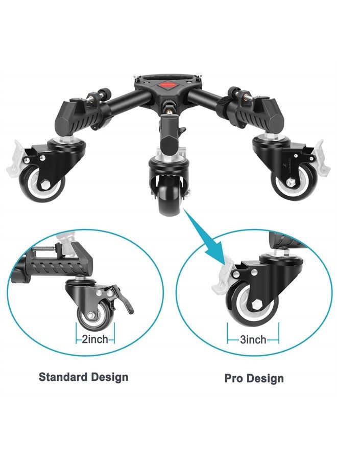 Neewer Photography Tripod Dolly, Heavy Duty with Larger 3-inch Rubber Wheels, Adjustable Leg Mounts and Carry Bag for Tripods, Light Stands for Photo Video Lighting, Load up to 50 pounds - Image 2
