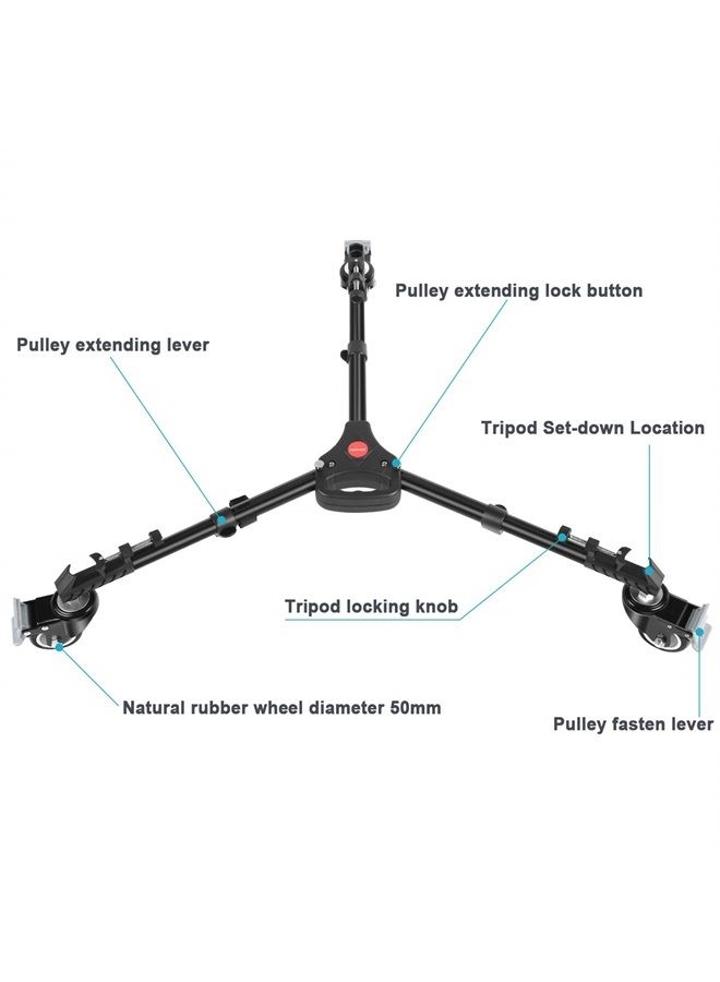 Neewer Photography Tripod Dolly, Heavy Duty with Larger 3-inch Rubber Wheels, Adjustable Leg Mounts and Carry Bag for Tripods, Light Stands for Photo Video Lighting, Load up to 50 pounds - Image 4