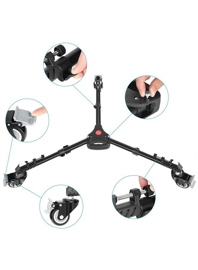 Neewer Photography Tripod Dolly, Heavy Duty with Larger 3-inch Rubber Wheels, Adjustable Leg Mounts and Carry Bag for Tripods, Light Stands for Photo Video Lighting, Load up to 50 pounds - Image 5