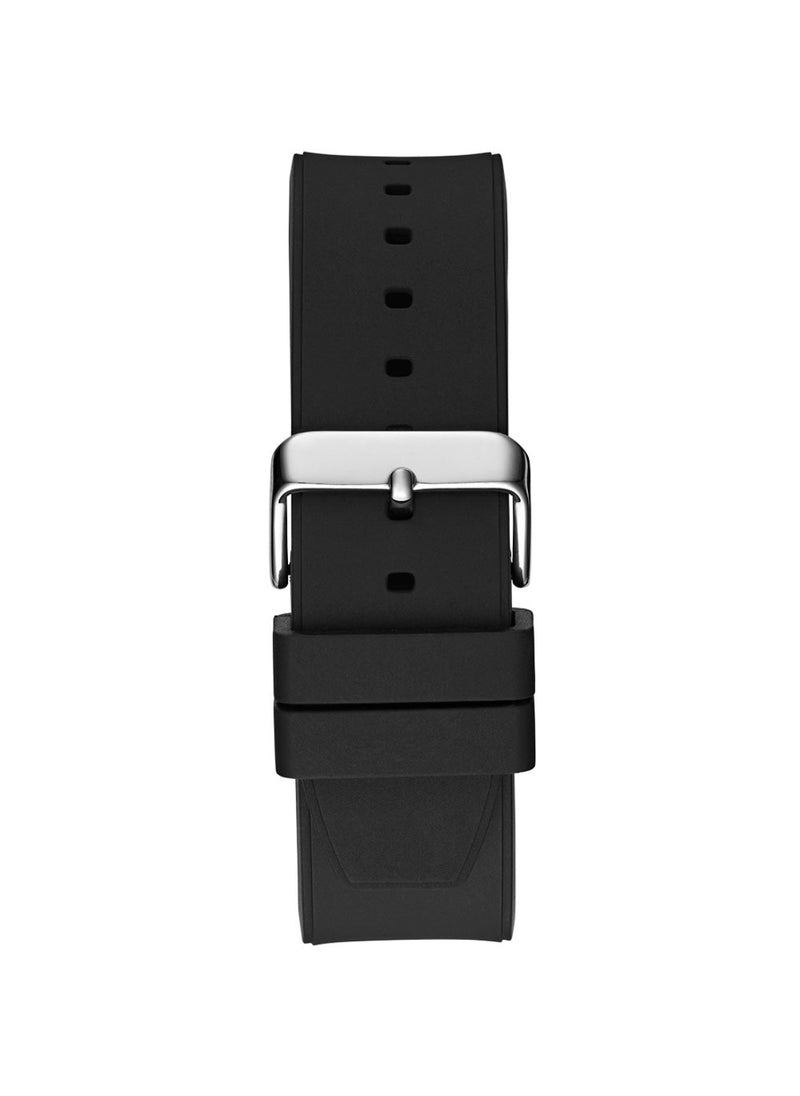 GUESS Guess Men’s Quartz Black Silicone Strap Silver Dial 46mm Watch GW0641G1  - Image 4