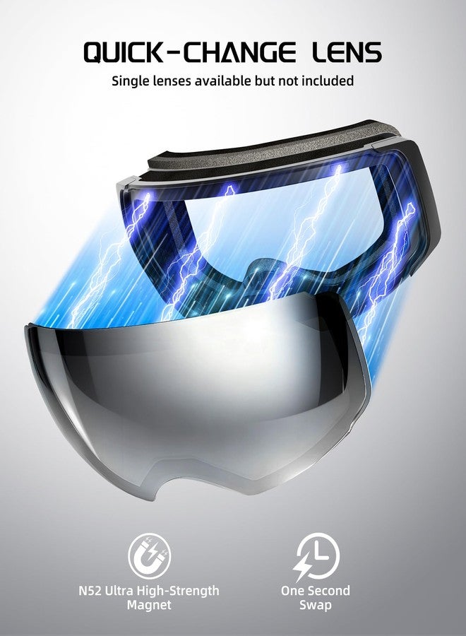 Innerking Ski Goggles, Interchangeable Magnetic Lens Snow Goggles, OTG Anti Fog Snowboarding Goggles for Women Men Adult Youth SGS Approved- Black Frame Silver 10% - Image 3