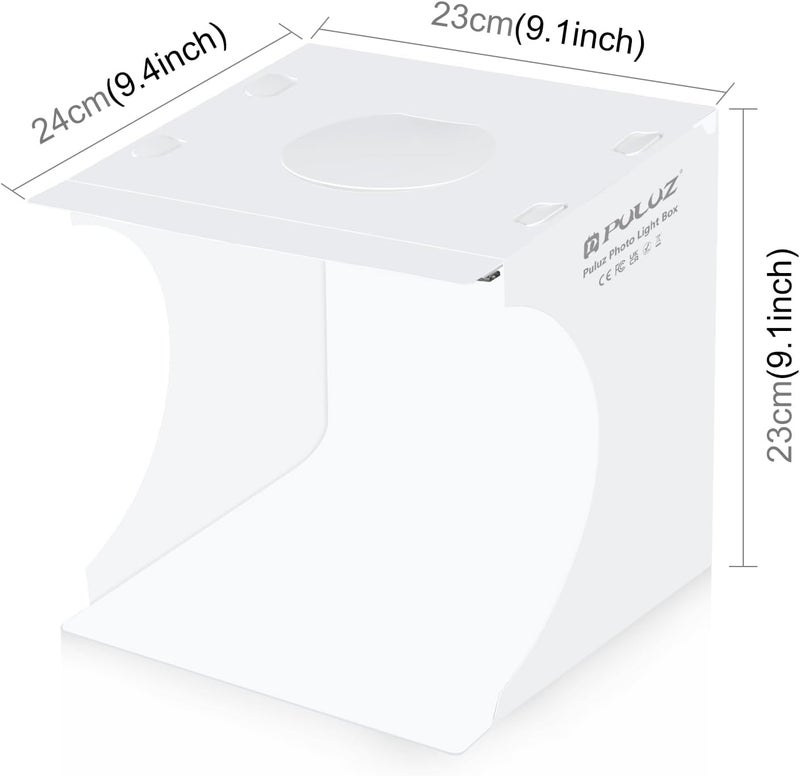 PULUZ صندوق إضاءة صغير PULUZ 9 صندوق إضاءة للطاولة 20 LED استوديو تصوير محمول مع خيمتين خلفيتين بألوان مختلفة للمنتجات الصغيرة - Image 2