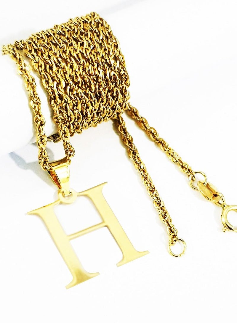 Hamsa.ae 18K Pure Gold Letter H Design Necklace For Women - Image 3