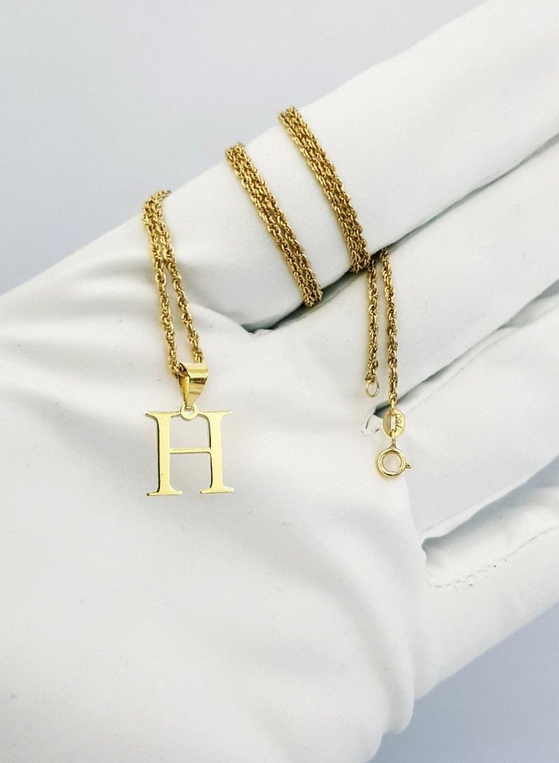 Hamsa.ae 18K Pure Gold Letter H Design Necklace For Women - Image 4