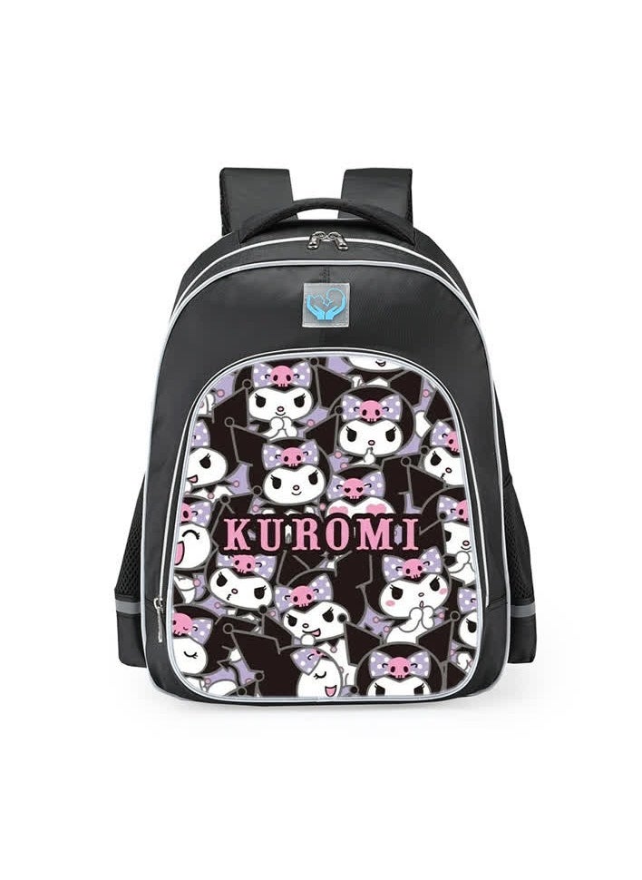 Generic - Primary school girls' schoolbag 1-3-6 years old backpack shoulder pad lightweight pink warning strip backpack,B-11-re reflective-medium-kury-black - Image 1