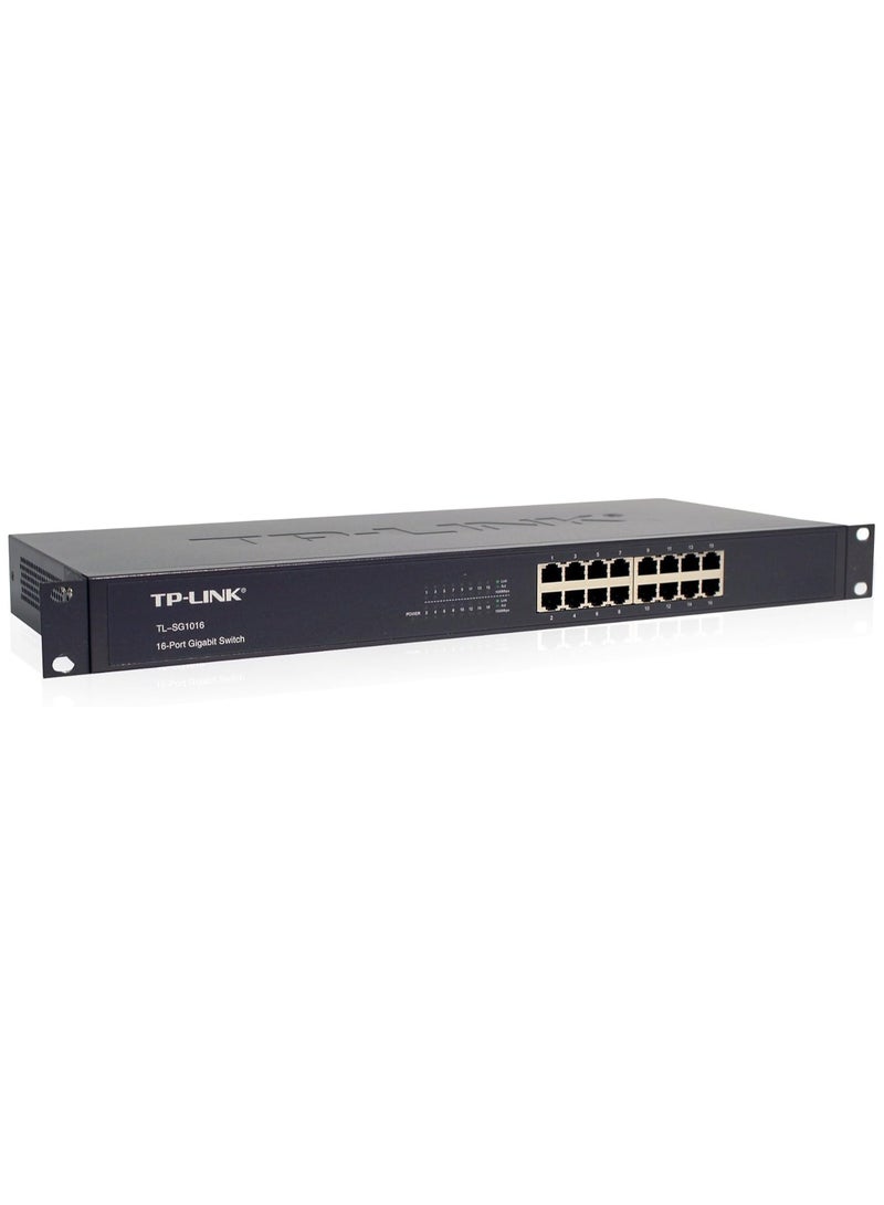Tp-link Tl TP-Link TL-SG1016 | 16 Port Gigabit Ethernet Switch | Plug & Play | Sturdy Metal, Shielded Ports, Rackmount, Fan less, Black | 3 Year Manufacturer Warranty | Unmanaged  - Image 3
