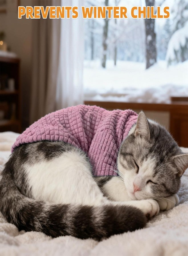 كولتيل كنزة كولتايل للقطط من سلالة سفينكس - كنزات صوفية ناعمة للقطط فقط، ملابس حيوانات أليفة مرنة بأكمام، ملابس شتوية سميكة ودافئة للقطط عديمة الشعر، بيجامات للجراء الصغيرة، وردي متوسط - Image 5