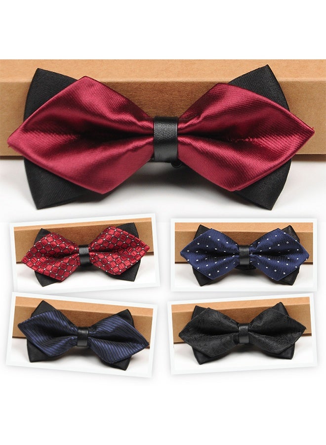 5 Pack Men's Pre-Tied Bow Ties Tuxedo Bowtie Adjustable Classic Formal Neck Bowtie for Wedding Party - Image 1