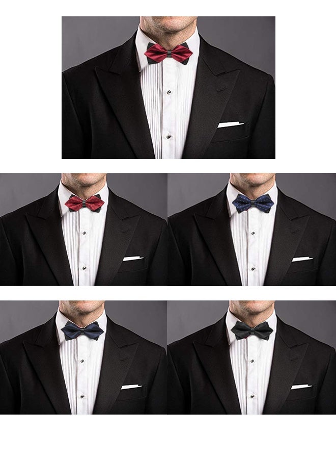 5 Pack Men's Pre-Tied Bow Ties Tuxedo Bowtie Adjustable Classic Formal Neck Bowtie for Wedding Party - Image 2
