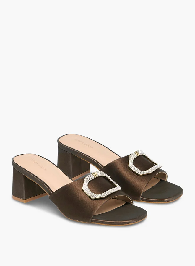 Embellished Slip-On Sandals with Block Heels