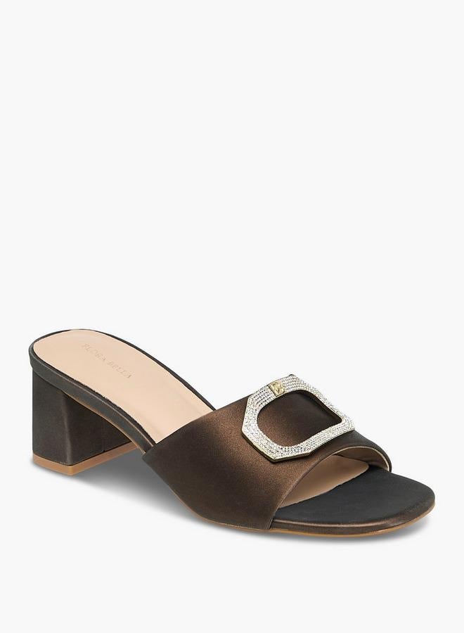 Flora Bella By Shoexpress Flora Bella Embellished Slip-On Sandals With Block Heels - Image 2