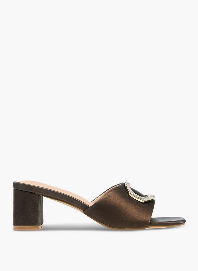 Flora Bella By Shoexpress Flora Bella Embellished Slip-On Sandals With Block Heels - Image 1