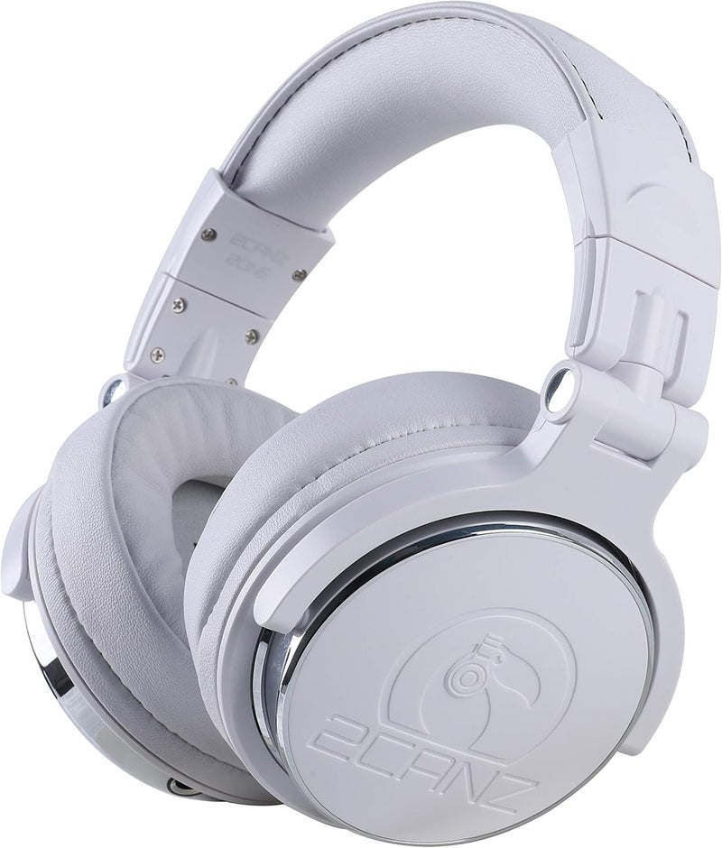 2CANZ Pro Matte White Over-Ear Professional Wired DJ Headphones - Closed Back, Plush Ear Cushions, Adjustable Earpads, Foldable, and Joint Listening - Image 1