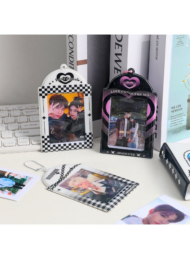 NIBEMINENT 1 - Piece Girl's Cow Kpop Photo Card Holder Pendant Key Chain ID Badge Holder ID Card Holder Photo Card Protector for School ID Office ID Access Card for Women Girls - Image 2