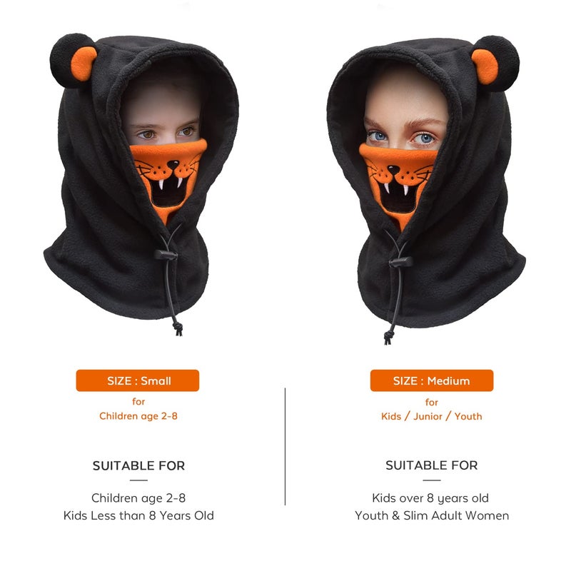 BLUEMARS Kids Balaclava Ski Mask, Boys/Girls Washable Fleece Winter Hat with Face Cover for Windproof,Tiger,M - Image 2