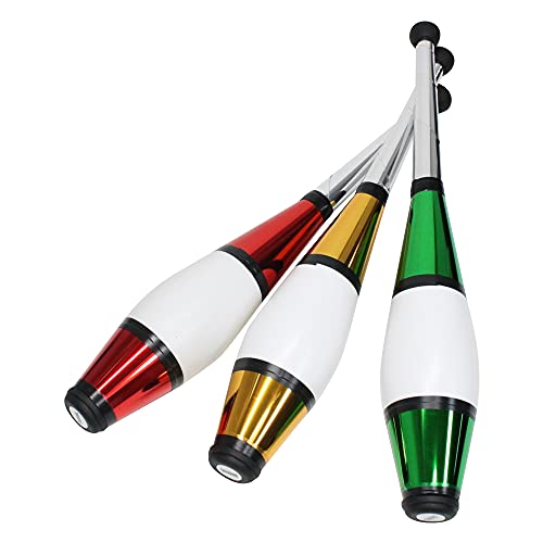 Zeekio Pegasus Juggling Club Set Premium Quality Beginner to Pro Set of 3 RedGoldGreen - Image 1