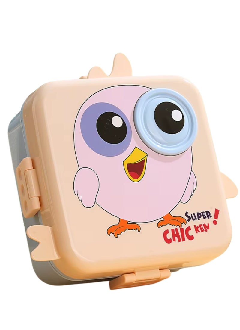 Twisoo Twisoo Kids Lunch Box with Spoon – Leakproof Double Decker Bento Box, Durable Plastic, Sealed for Freshness, Sauce Cup Included, Perfect for School & Travel, 1120ml (Bird Pink)  - Image 1