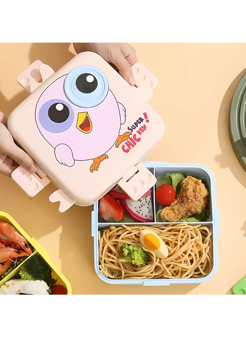 Twisoo Twisoo Kids Lunch Box with Spoon – Leakproof Double Decker Bento Box, Durable Plastic, Sealed for Freshness, Sauce Cup Included, Perfect for School & Travel, 1120ml (Bird Pink)  - Image 2
