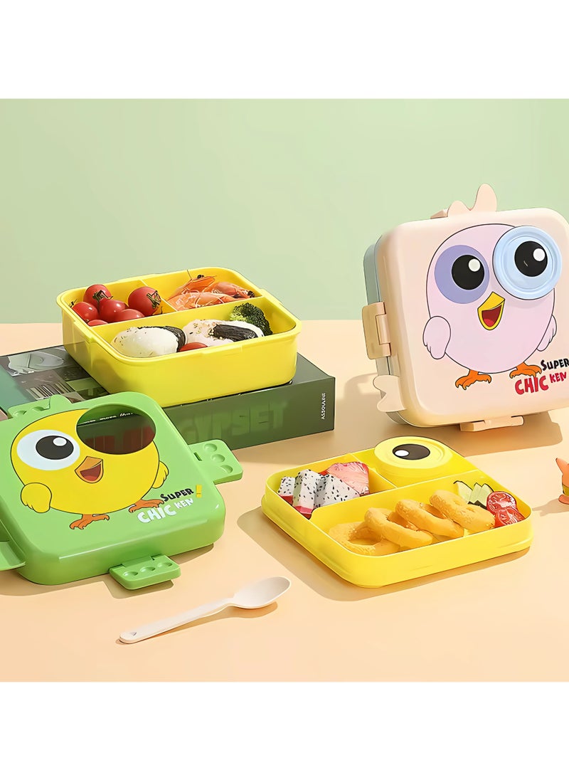 Twisoo Twisoo Kids Lunch Box with Spoon – Leakproof Double Decker Bento Box, Durable Plastic, Sealed for Freshness, Sauce Cup Included, Perfect for School & Travel, 1120ml (Bird Pink)  - Image 5