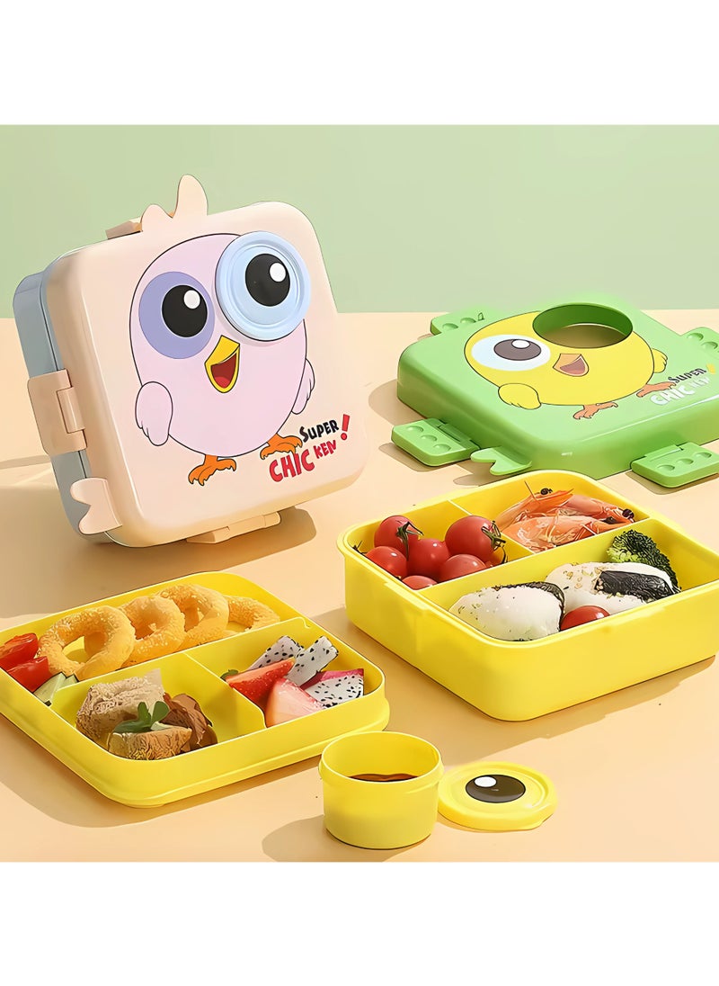 Twisoo Twisoo Kids Lunch Box with Spoon – Leakproof Double Decker Bento Box, Durable Plastic, Sealed for Freshness, Sauce Cup Included, Perfect for School & Travel, 1120ml (Bird Pink)  - Image 4