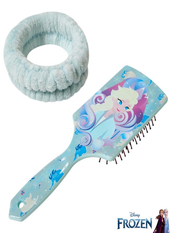 LUV HER Frozen Kids Hair Brush & Spa Headband Set for Girls - Features Elsa - Fun Grooming Kit for Detangling, Styling & Skincare - Soft & Stretchy, One Size, Ages 3+ - Image 4