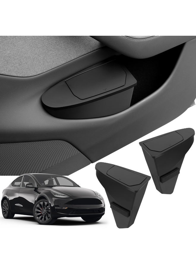 FETUSI Door Storage Organizer Compatible with Tesla Model Y Juniper 2025 2026, Front Door Car Trash Bin with Push-Open Lid Waterproof Built-in Hidden Door Pocket Inner Organizer-Black - Image 1