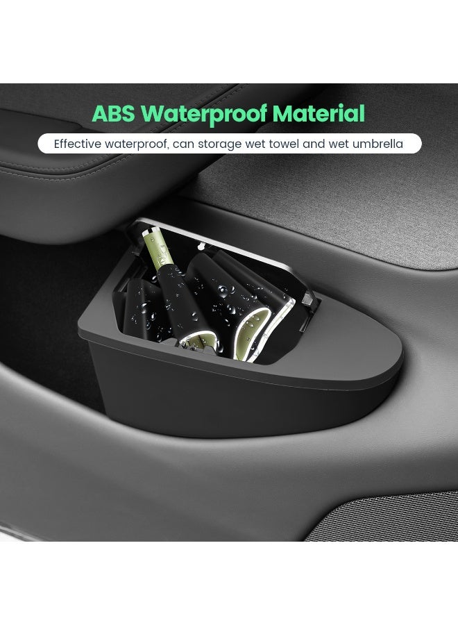 FETUSI Door Storage Organizer Compatible with Tesla Model Y Juniper 2025 2026, Front Door Car Trash Bin with Push-Open Lid Waterproof Built-in Hidden Door Pocket Inner Organizer-Black - Image 3
