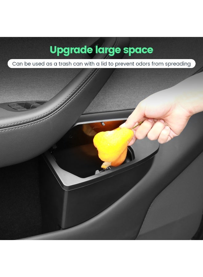 FETUSI Door Storage Organizer Compatible with Tesla Model Y Juniper 2025 2026, Front Door Car Trash Bin with Push-Open Lid Waterproof Built-in Hidden Door Pocket Inner Organizer-Black - Image 4