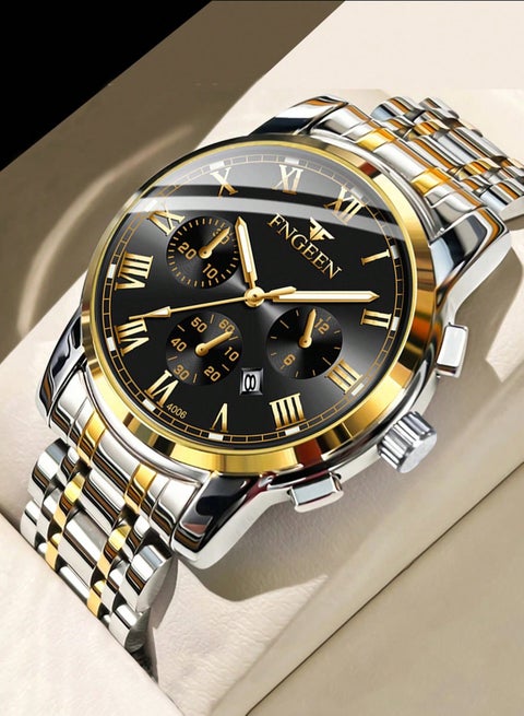FNGEEN 4006 Men Watches Top Brand Luxury Waterproof Date Clock Male Steel Strap Casual Quartz Watch Sports Wrist Watch Men