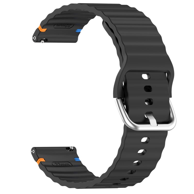 erorex For Honor Watch 4 Pro Wavy Grain Stitched 22Mm Silicone Watch Band(Black) - Image 3