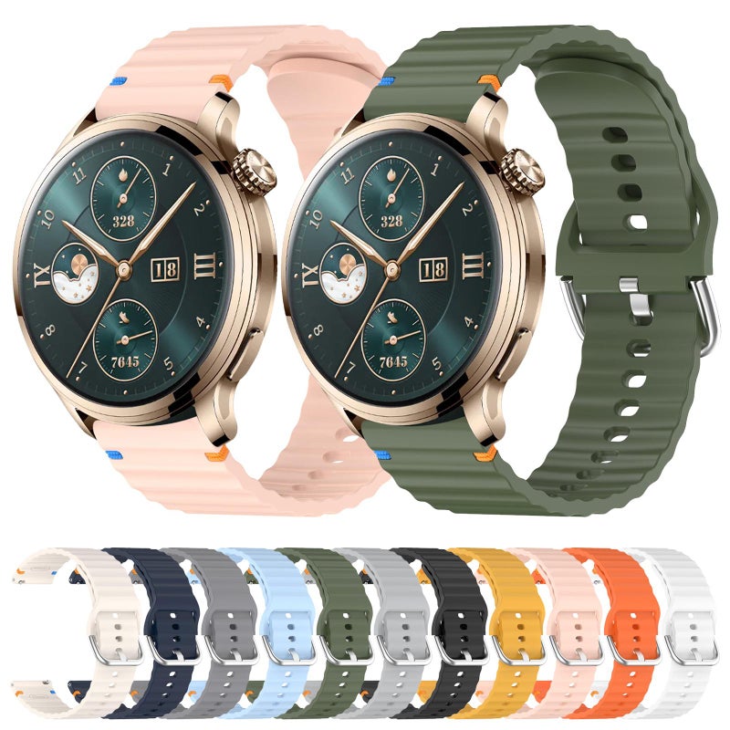 erorex For Honor Watch 4 Pro Wavy Grain Stitched 22Mm Silicone Watch Band(Black) - Image 5