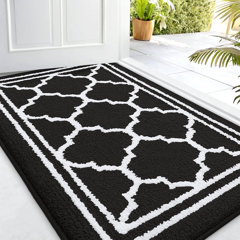 Buganda Indoor Door Mat, Dirt-Resistant and Absorbent Doormat, Anti-Slip, Low Profile Floor Mats for Inside Entryway, Front, and Back Door Entrance (32x20 Inches, Black) - Image 1